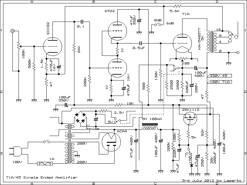45 and 71A single ended amplifier