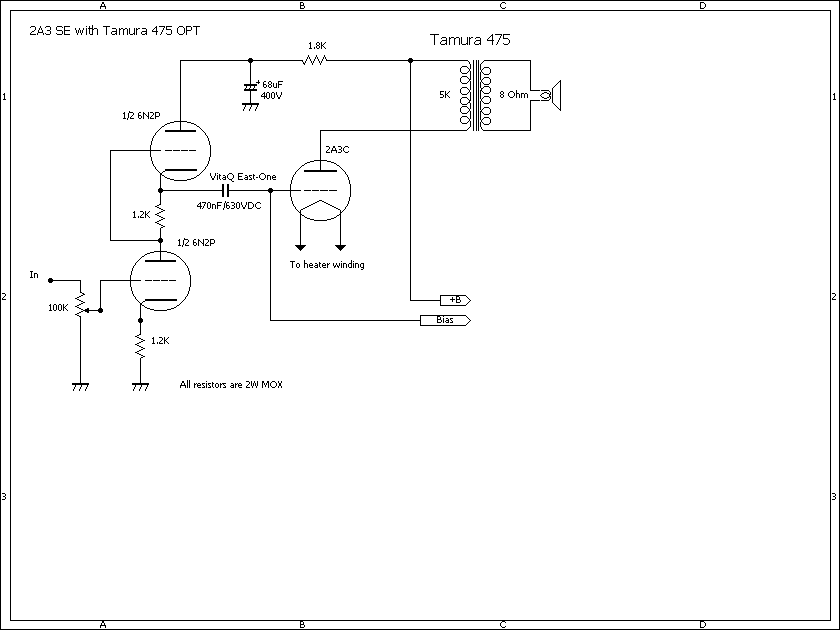 2A3 Single Ended Amplifier with Tamura F475