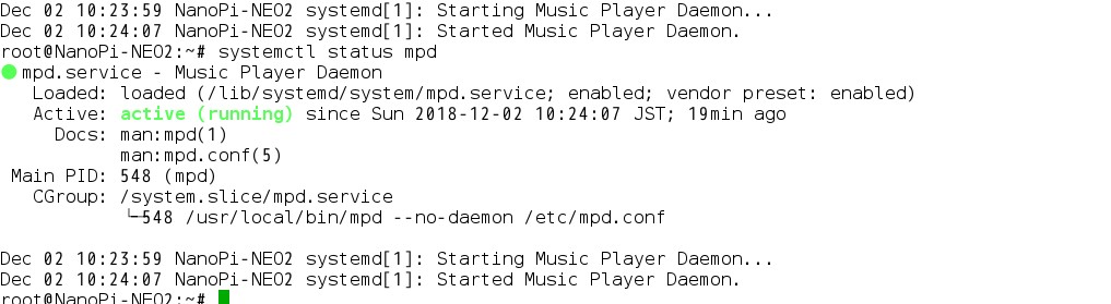 mpd start and status